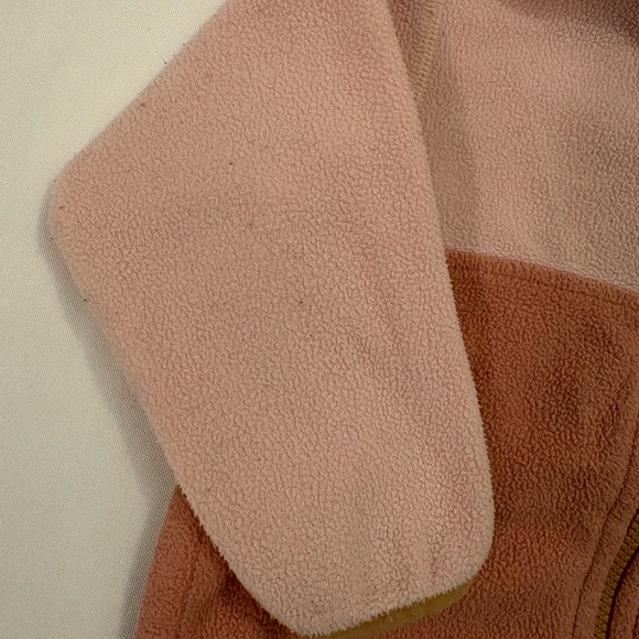 Patagonia baby micro D snap-T fleece jacket pink and yellow 6-12m baby girl - Picture 11 of 13